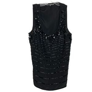 nwot MATTY M Top Women S Black Big-Jeweled-Beaded-Stripe Sparkling Glamour Chic